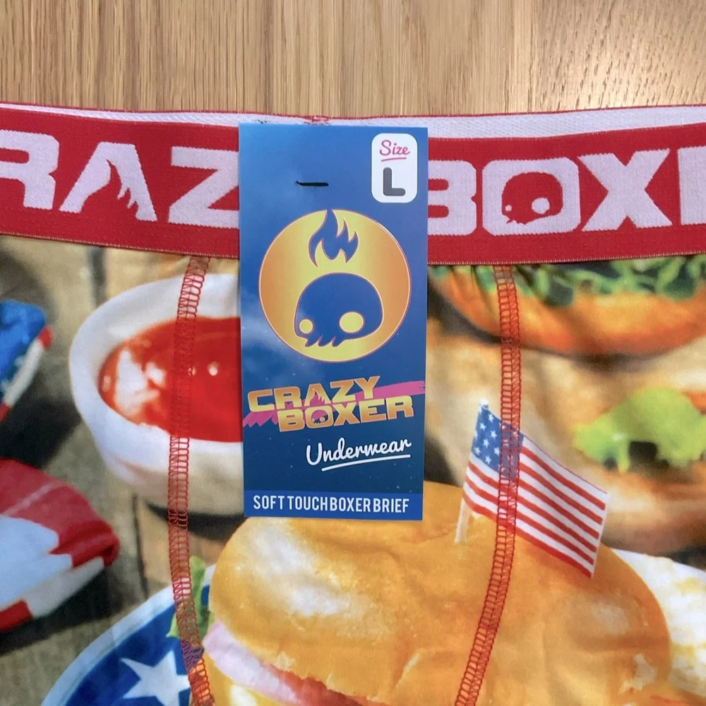 NWT CRAZY BOXER Cheeseburger Cookout Boxer Briefs